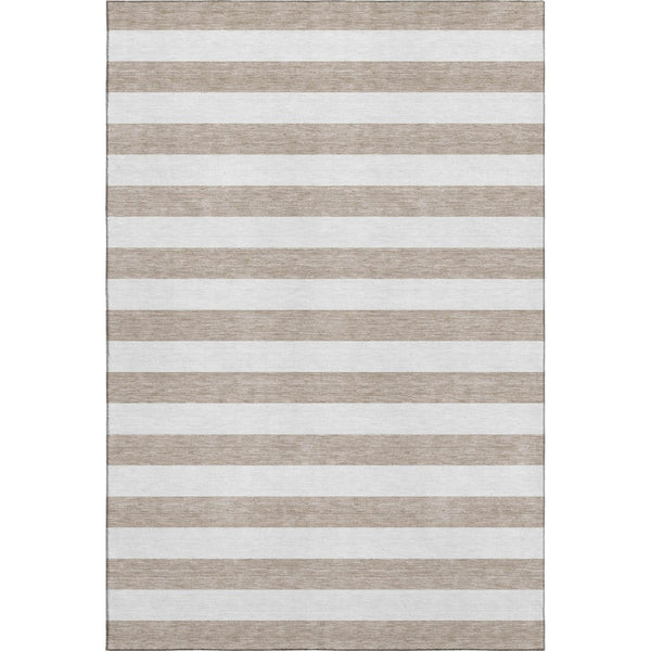 HomeRoots 5' X 8' Taupe and Ivory Striped Area Rug - Washable, UV Protected, Durable, Stain-Resistant Design 647664