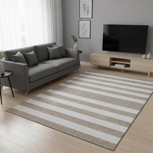 HomeRoots 5' X 8' Taupe and Ivory Striped Area Rug - Washable, UV Protected, Durable, Stain-Resistant Design 647664