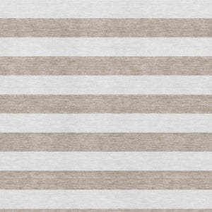 HomeRoots 9' X 12' Taupe Ivory Striped Area Rug - Stylish, Durable, Washable, UV Resistant for High-Traffic Spaces 647667