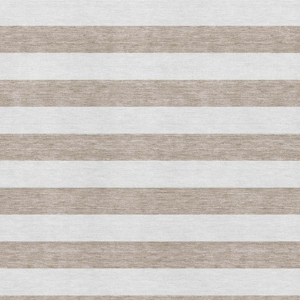 HomeRoots 9' X 12' Taupe Ivory Striped Area Rug - Stylish, Durable, Washable, UV Resistant for High-Traffic Spaces 647667