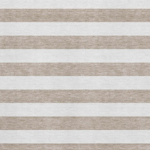HomeRoots 9' X 12' Taupe Ivory Striped Area Rug - Stylish, Durable, Washable, UV Resistant for High-Traffic Spaces 647667