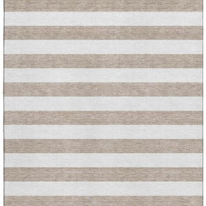 HomeRoots 10' Taupe and Ivory Striped Area Rug – Washable, UV Protected, Stain Resistant, Perfect for Families 647668