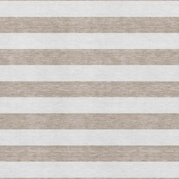 HomeRoots 10' Taupe and Ivory Striped Area Rug – Washable, UV Protected, Stain Resistant, Perfect for Families 647668