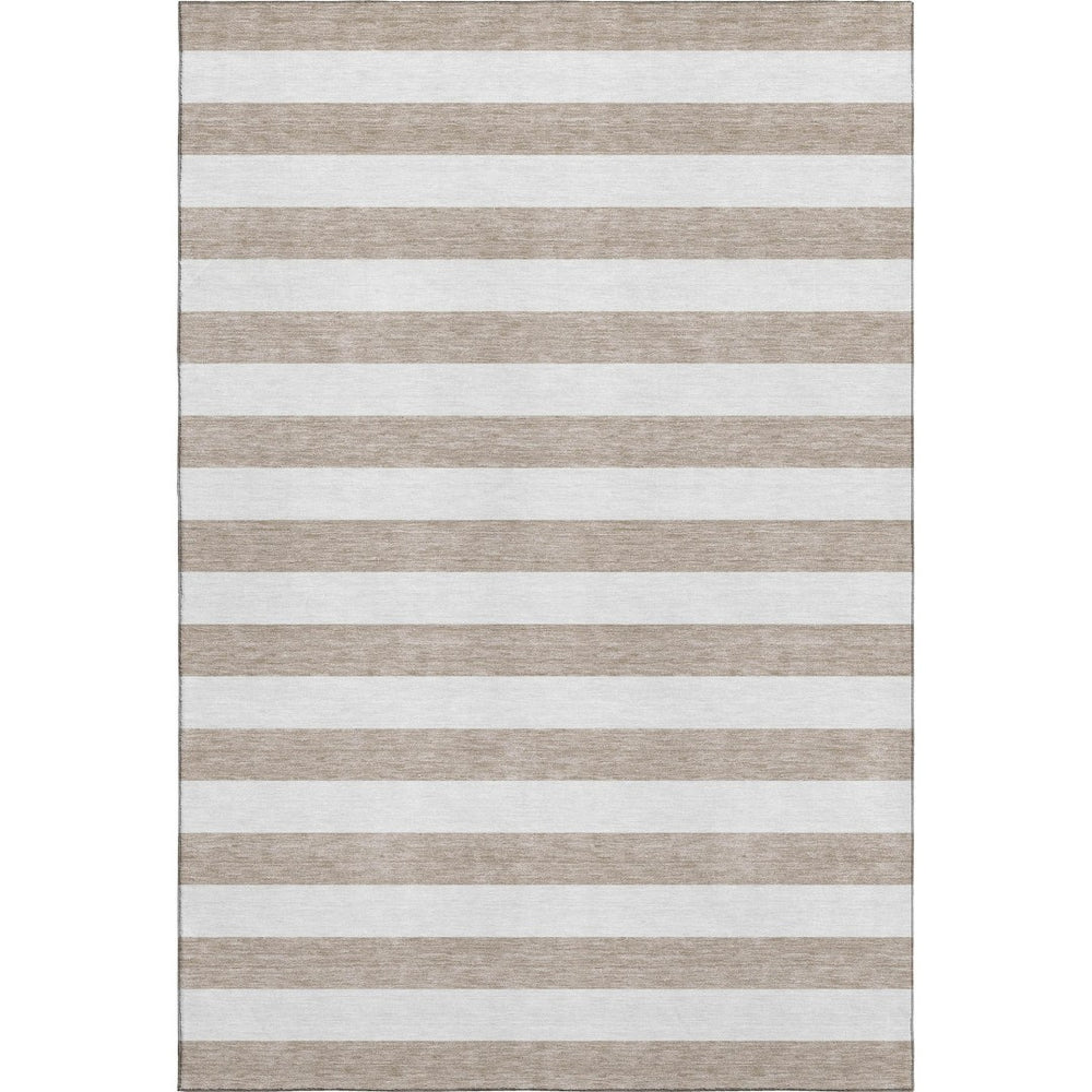 HomeRoots 10' Taupe and Ivory Striped Area Rug – Washable, UV Protected, Stain Resistant, Perfect for Families 647668