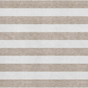 HomeRoots 10' Taupe and Ivory Striped Area Rug – Washable, UV Protected, Stain Resistant, Perfect for Families 647668
