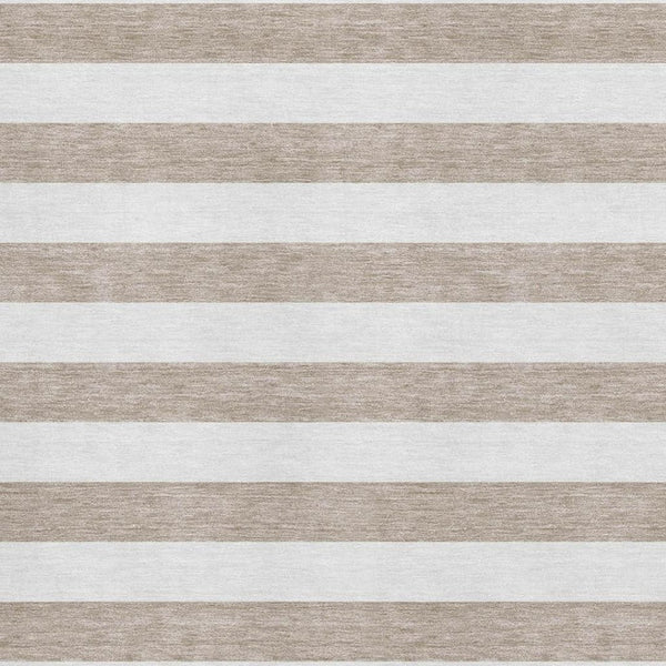 HomeRoots 10' Taupe and Ivory Striped Area Rug – Washable, UV Protected, Stain Resistant, Perfect for Families 647668