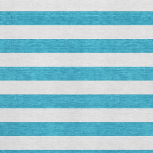 HomeRoots 8' X 10' Stylish Teal and Ivory Striped Area Rug - Washable, Stain Resistant, UV Protected, Durable! 647672
