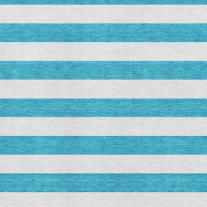 HomeRoots 10' X 14' Teal and Ivory Striped Area Rug - Durable, Washable, UV-Resistant for Stylish Spaces 647674