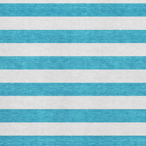 HomeRoots 10' X 14' Teal and Ivory Striped Area Rug - Durable, Washable, UV-Resistant for Stylish Spaces 647674