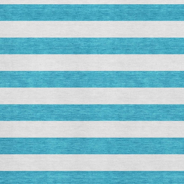 HomeRoots 10' X 14' Teal and Ivory Striped Area Rug - Durable, Washable, UV-Resistant for Stylish Spaces 647674