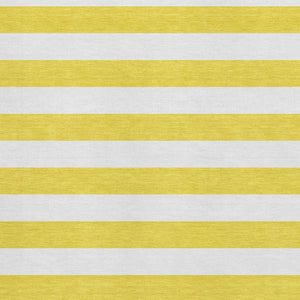 HomeRoots 5' X 8' Yellow and Ivory Striped Area Rug - Washable, UV Protected, Perfect for Family Spaces! 647676