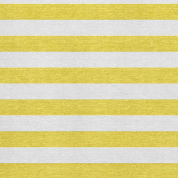 HomeRoots 5' X 8' Yellow and Ivory Striped Area Rug - Washable, UV Protected, Perfect for Family Spaces! 647676