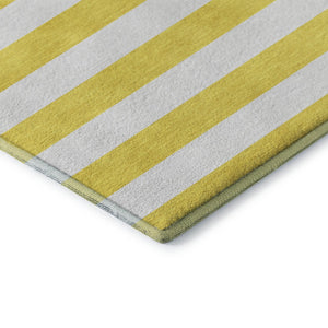 HomeRoots 8' Washable Round Rug in Yellow and Ivory Stripes - UV Protected, Durable, and Easy-Care Design! 647677