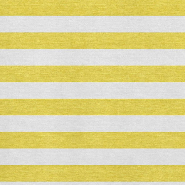 HomeRoots 8' X 10' Yellow Striped Washable Area Rug - Durable, UV-Protected, Stain-Resistant for Family Spaces 647678
