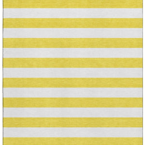 HomeRoots 8' X 10' Yellow Striped Washable Area Rug - Durable, UV-Protected, Stain-Resistant for Family Spaces 647678