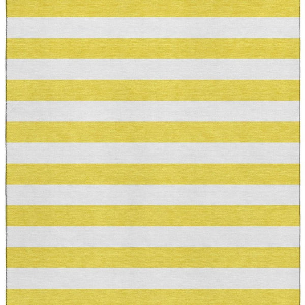 HomeRoots 8' X 10' Yellow Striped Washable Area Rug - Durable, UV-Protected, Stain-Resistant for Family Spaces 647678