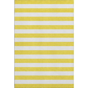 HomeRoots 8' X 10' Yellow Striped Washable Area Rug - Durable, UV-Protected, Stain-Resistant for Family Spaces 647678