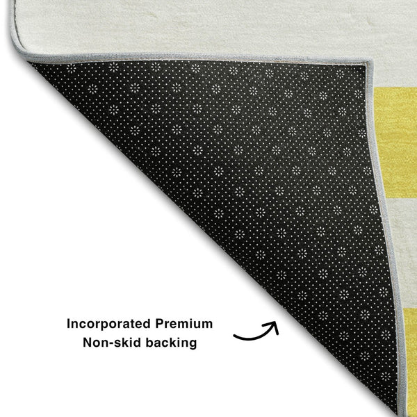 HomeRoots 8' X 10' Yellow Striped Washable Area Rug - Durable, UV-Protected, Stain-Resistant for Family Spaces 647678