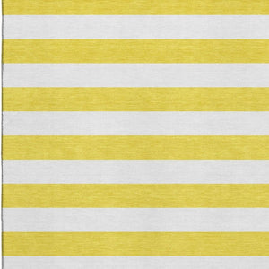 HomeRoots 8' X 10' Yellow Striped Washable Area Rug - Durable, UV-Protected, Stain-Resistant for Family Spaces 647678
