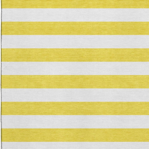 HomeRoots 8' X 10' Yellow Striped Washable Area Rug - Durable, UV-Protected, Stain-Resistant for Family Spaces 647678
