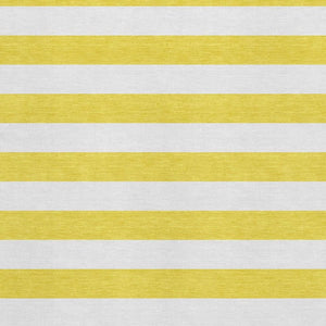 HomeRoots 9' Yellow & Ivory Striped Washable Area Rug - Durable, UV-Protected, Stain-Resistant, Low-Maintenance Design 647679