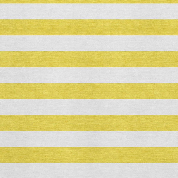 HomeRoots 9' Yellow & Ivory Striped Washable Area Rug - Durable, UV-Protected, Stain-Resistant, Low-Maintenance Design 647679