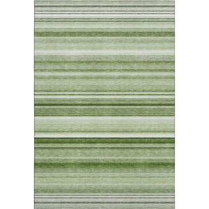 HomeRoots 5' X 8' Fern Green Striped Area Rug – Washable, UV Protected, Stain Resistant, Perfect for High-Traffic Areas 647682