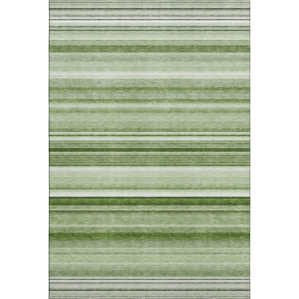 HomeRoots 5' X 8' Fern Green Striped Area Rug – Washable, UV Protected, Stain Resistant, Perfect for High-Traffic Areas 647682