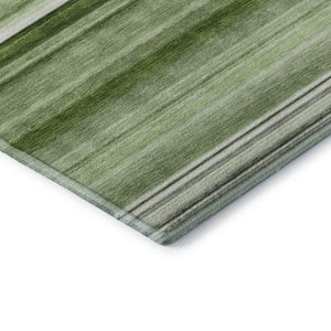 HomeRoots 5' X 8' Fern Green Striped Area Rug – Washable, UV Protected, Stain Resistant, Perfect for High-Traffic Areas 647682