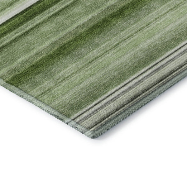 HomeRoots 5' X 8' Fern Green Striped Area Rug – Washable, UV Protected, Stain Resistant, Perfect for High-Traffic Areas 647682