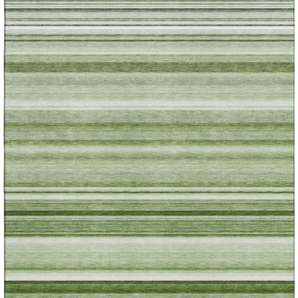 HomeRoots 5' X 8' Fern Green Striped Area Rug – Washable, UV Protected, Stain Resistant, Perfect for High-Traffic Areas 647682