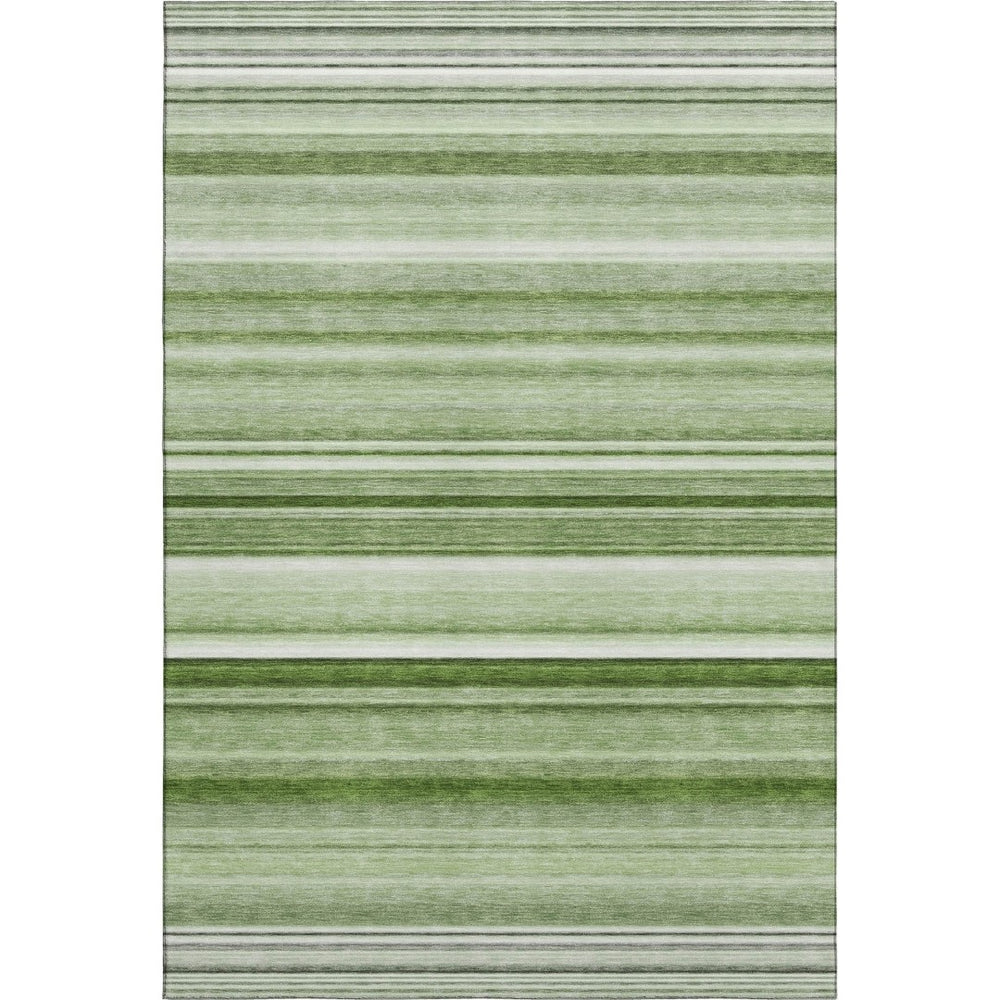 HomeRoots 8' X 10' Stylish Fern Green & Ivory Striped Washable Area Rug with UV Protection & Stain Resistance 647684