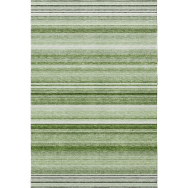 HomeRoots 8' X 10' Stylish Fern Green & Ivory Striped Washable Area Rug with UV Protection & Stain Resistance 647684