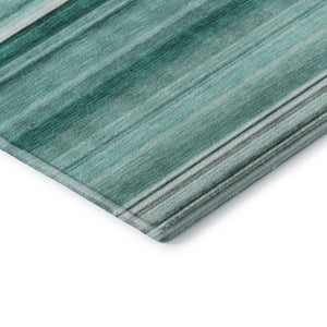 HomeRoots 5' X 8' Aqua and Ivory Striped Washable Area Rug with UV Protection for High-Traffic Spaces 647688