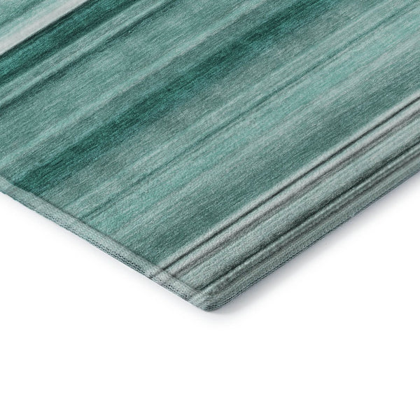 HomeRoots 5' X 8' Aqua and Ivory Striped Washable Area Rug with UV Protection for High-Traffic Spaces 647688