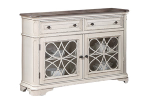 English Elm Traditional Elegant Server with Spacious Drawers and Cabinet Storage for Dining Room Organization and Style Antique White 27 L x 44 W x 59 H B011P395601