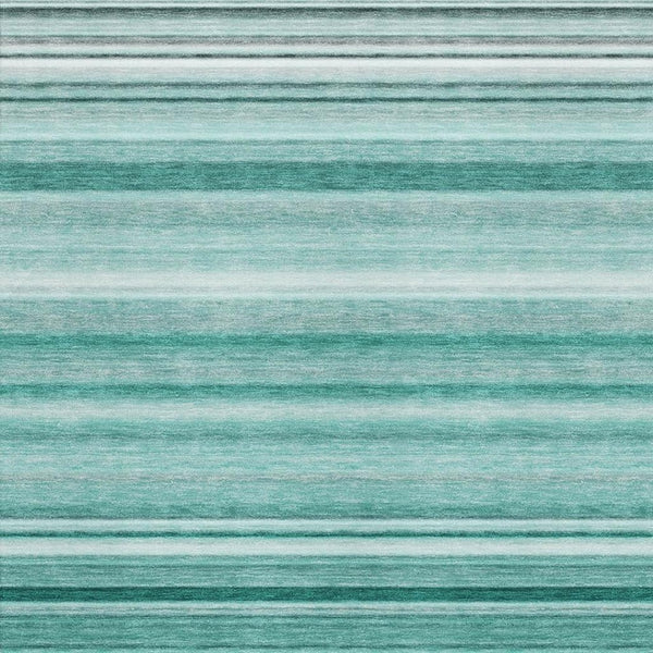 HomeRoots 9' X 12' Aqua & Ivory Striped Area Rug - UV Protected, Stain Resistant, Ideal for Family Spaces 647691