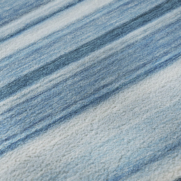 HomeRoots 8' Blue And Ivory Striped Round Washable Rug with UV Protection – Perfect for Indoor & Outdoor Spaces! 647695