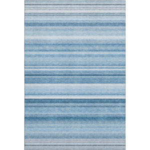 HomeRoots 9' X 12' Durable Blue and Ivory Striped Area Rug – Washable, UV-Protected, Ideal for Everyday Living 647697