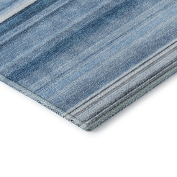 HomeRoots 9' X 12' Durable Blue and Ivory Striped Area Rug – Washable, UV-Protected, Ideal for Everyday Living 647697