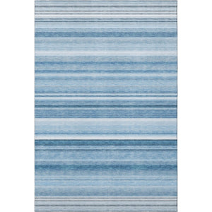 HomeRoots 9' X 12' Durable Blue and Ivory Striped Area Rug – Washable, UV-Protected, Ideal for Everyday Living 647697