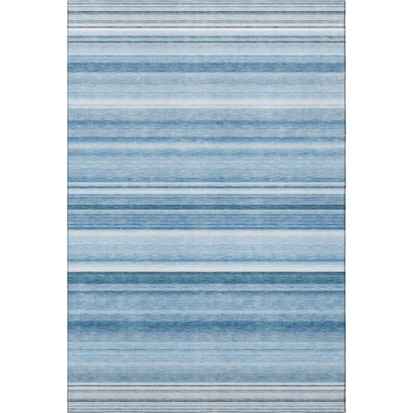 HomeRoots 9' X 12' Durable Blue and Ivory Striped Area Rug – Washable, UV-Protected, Ideal for Everyday Living 647697