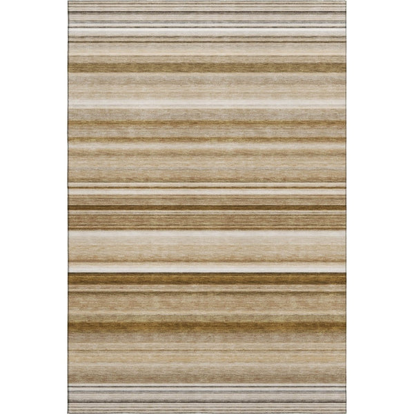 HomeRoots 5' X 8' Chocolate & Ivory Striped Washable Area Rug - UV Protected, Stain Resistant, Easy Care! 647700