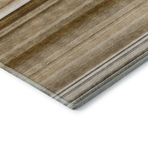HomeRoots 5' X 8' Chocolate & Ivory Striped Washable Area Rug - UV Protected, Stain Resistant, Easy Care! 647700