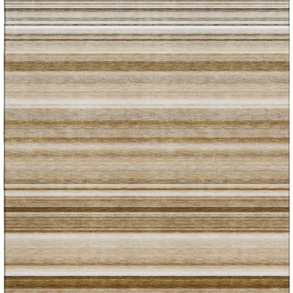 HomeRoots 5' X 8' Chocolate & Ivory Striped Washable Area Rug - UV Protected, Stain Resistant, Easy Care! 647700