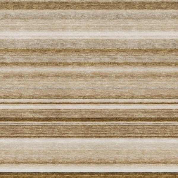 HomeRoots 9' X 12' Chocolate and Ivory Striped Washable Area Rug – Durable, Stylish, UV-Protected for Homes! 647703