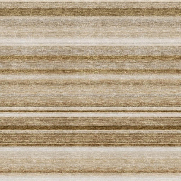 HomeRoots 10' X 14' Washable Chocolate & Ivory Striped Area Rug with UV Protection for Stylish Living Spaces 647704
