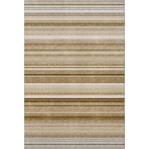 HomeRoots 10' X 14' Washable Chocolate & Ivory Striped Area Rug with UV Protection for Stylish Living Spaces 647704