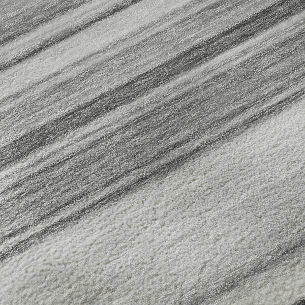 HomeRoots 5' X 8' Washable Gray and Ivory Striped Area Rug with UV Protection for High-Traffic Spaces 647706