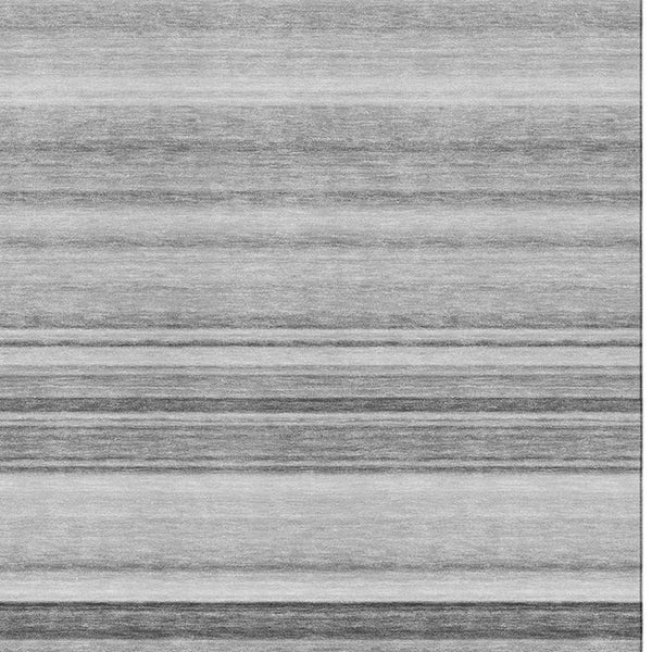 HomeRoots 10' X 14' Gray and Ivory Striped Washable Area Rug - Stylish, Durable, UV-Protected for Any Room! 647710